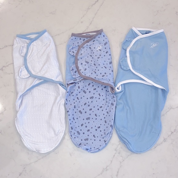 EUC SwaddleMe 3 Pack Set Easy Change Velcro Swaddles Blue Star Print (S/M) - Picture 3 of 8